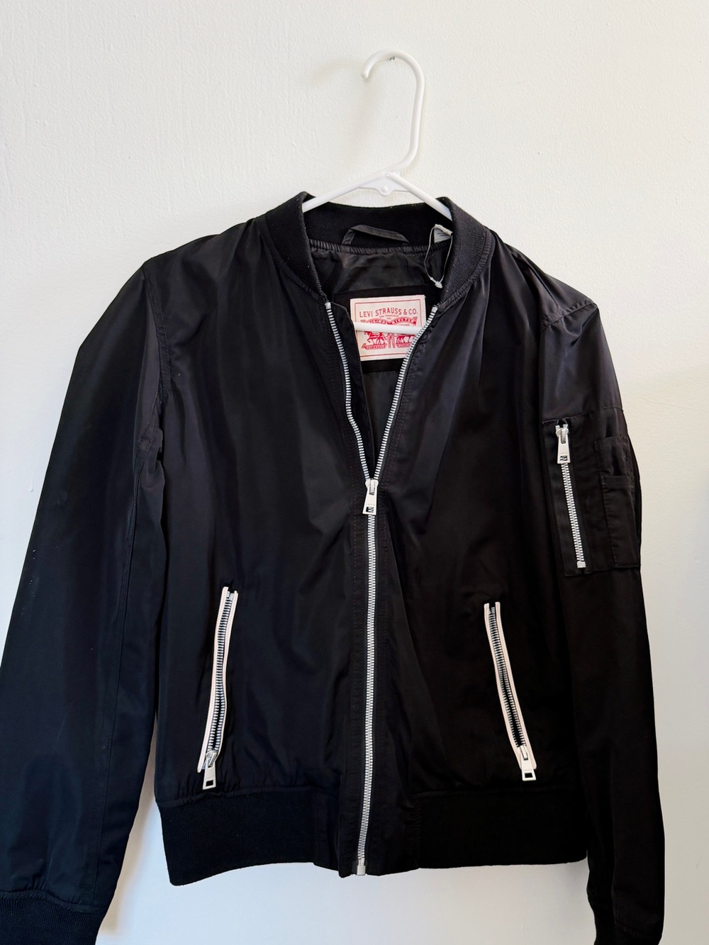 Levi's Black Bomber Jacket with White Zippers